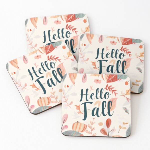 Item preview, Autumn greeting card with colorful leaves and text hello fall, AI generated designed and sold by dvoevnore.