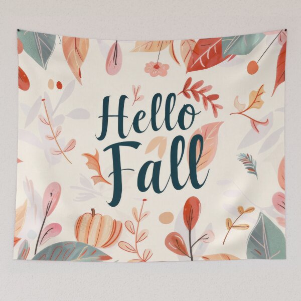Item preview, Autumn greeting card with colorful leaves and text hello fall, AI generated designed and sold by dvoevnore.