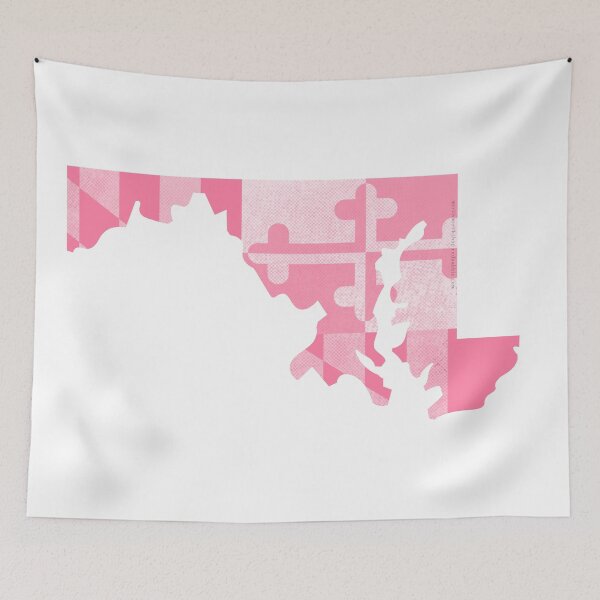 Item preview, Maryland State Outline Flag, Pink, Horizontal designed and sold by merlinmerchshop.