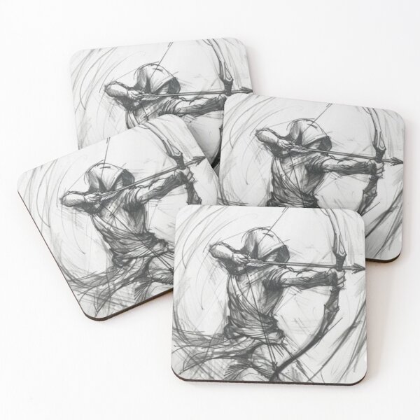 Item preview, Hooded Archer in Motion Sketch designed and sold by otakustitch.