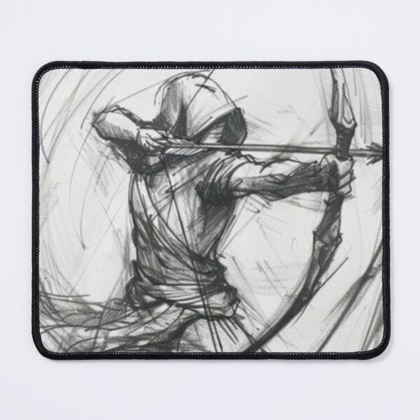 Item preview, Hooded Archer in Motion Sketch designed and sold by otakustitch.