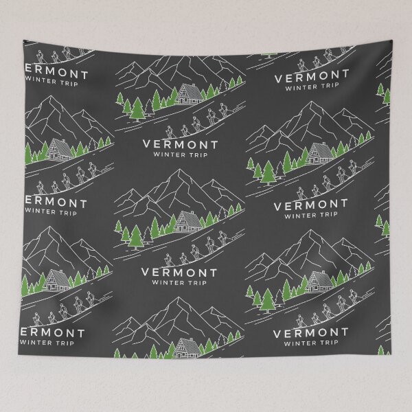 Item preview, Skiers on Snowy Slope with Vermont Mountain Cabin designed and sold by SplashTastic.
