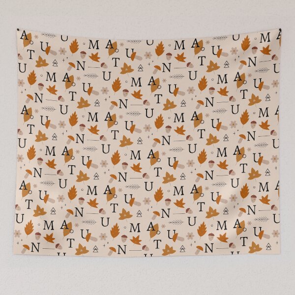 Item preview, Autumn Word Art - Leaves & Mushrooms Seasonal Design (Beige) designed and sold by designsoftinaa.