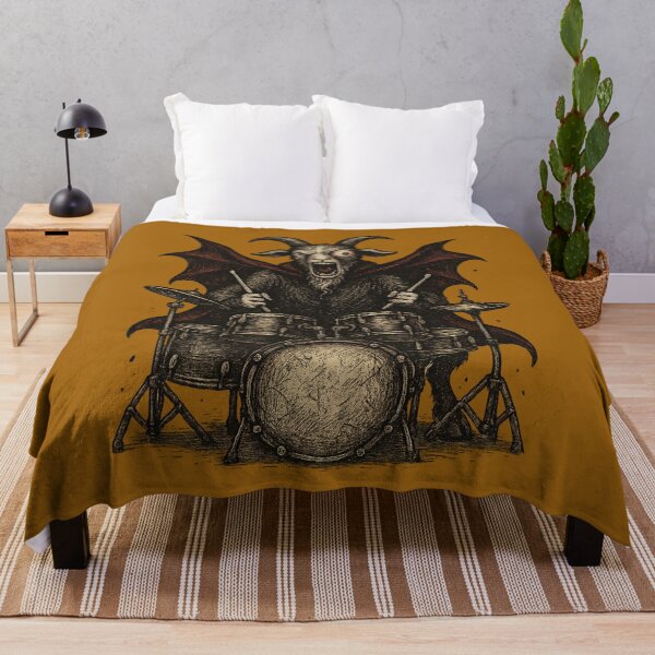 Item preview, Halloween Goat on Drums – Vintage Etching Illustration designed and sold by Meandmyshop.