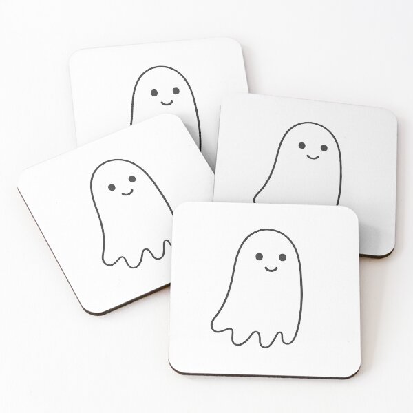 Item preview, Cute Smiling Cartoon Ghost Line Art Illustration designed and sold by PandaTShirtShop.