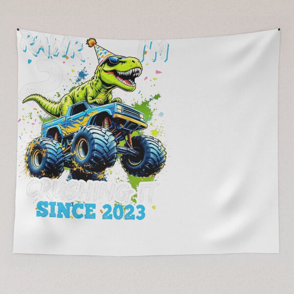 Item preview, 2nd Birthday Monster Truck Dinosaur Party Boys Rawr I'm 2  designed and sold by PNshop1827.