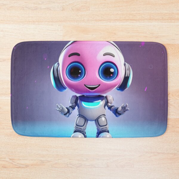 Item preview, Cute robot friendly digital assistant character with glowing blue lights, AI generated designed and sold by dvoevnore.