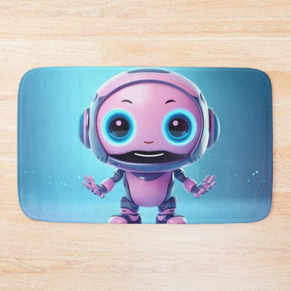 Item preview, Cute robot friendly digital assistant character with glowing blue lights, AI generated designed and sold by dvoevnore.
