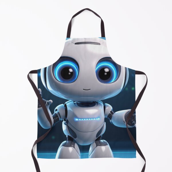 Item preview, Cute robot friendly digital assistant character with glowing blue lights, AI generated designed and sold by dvoevnore.