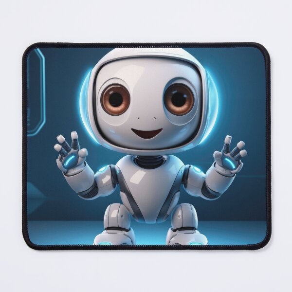 Item preview, Cute robot friendly digital assistant character with glowing blue lights, AI generated designed and sold by dvoevnore.
