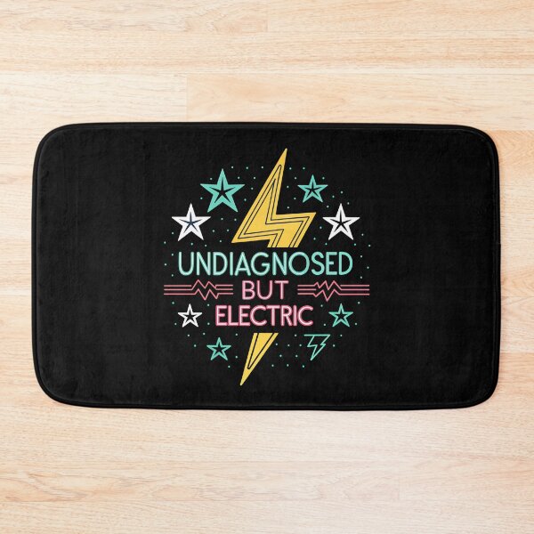 Item preview, Lightning Bolt Graphic – “Undiagnosed but Electric” Neon Style Quote Design designed and sold by VividOrganica.
