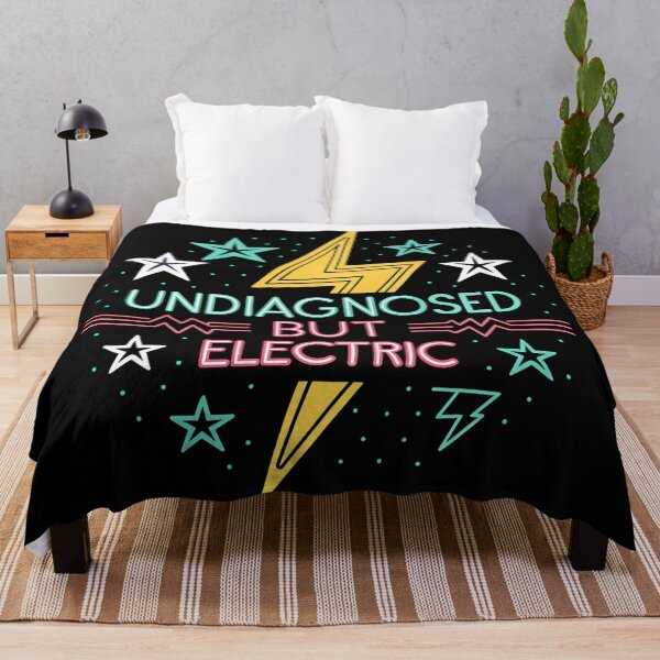 Item preview, Lightning Bolt Graphic – “Undiagnosed but Electric” Neon Style Quote Design designed and sold by VividOrganica.