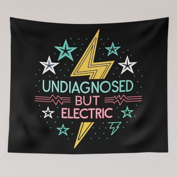 Item preview, Lightning Bolt Graphic – “Undiagnosed but Electric” Neon Style Quote Design designed and sold by VividOrganica.