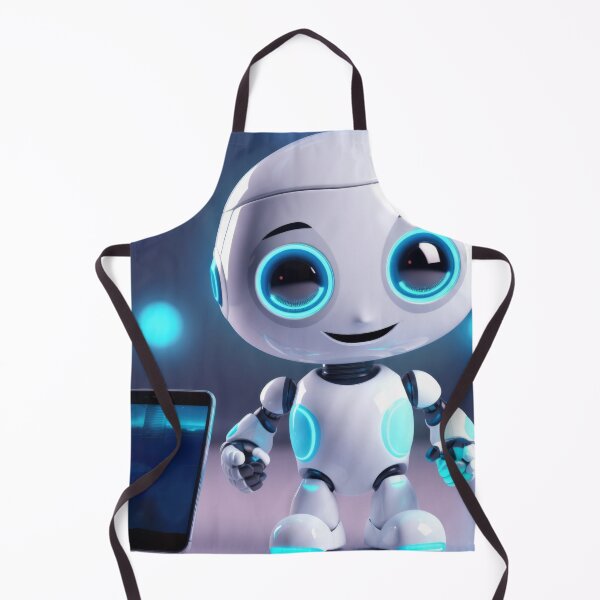 Item preview, Cute robot friendly digital assistant character with glowing blue lights, AI generated designed and sold by dvoevnore.