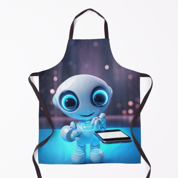 Item preview, Cute robot friendly digital assistant character with glowing blue lights, AI generated designed and sold by dvoevnore.