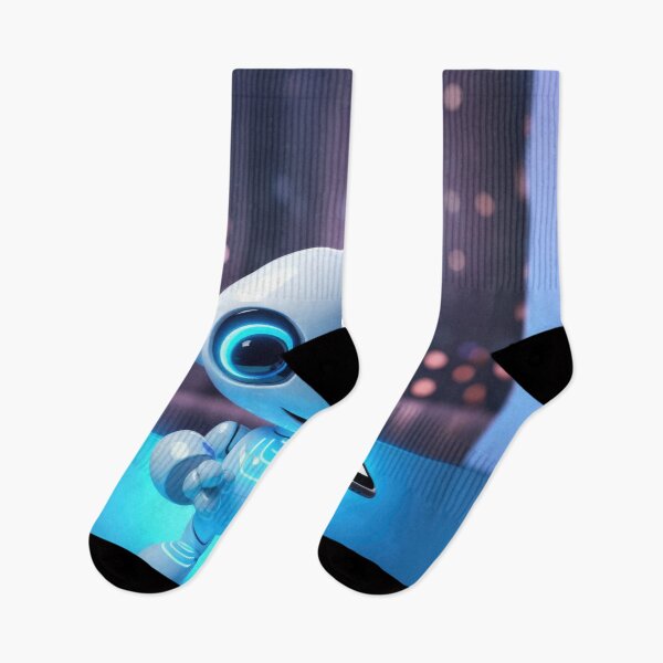 Item preview, Cute robot friendly digital assistant character with glowing blue lights, AI generated designed and sold by dvoevnore.