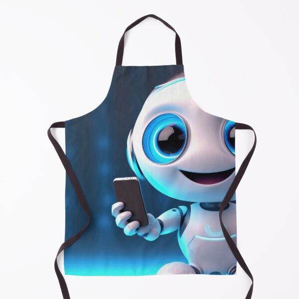 Item preview, Cute robot friendly digital assistant character with glowing blue lights, AI generated designed and sold by dvoevnore.