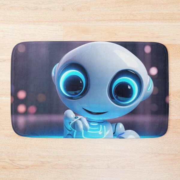Item preview, Cute robot friendly digital assistant character with glowing blue lights, AI generated designed and sold by dvoevnore.