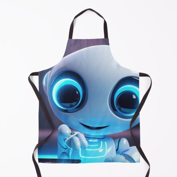 Item preview, Cute robot friendly digital assistant character with glowing blue lights, AI generated designed and sold by dvoevnore.