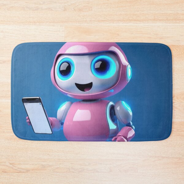 Item preview, Cute robot friendly digital assistant character with glowing blue lights, AI generated designed and sold by dvoevnore.