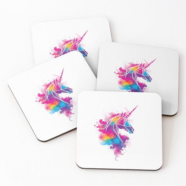 Item preview, Neon Geometric Unicorn with Rainbow Watercolor Splash designed and sold by Cool Graphixs.