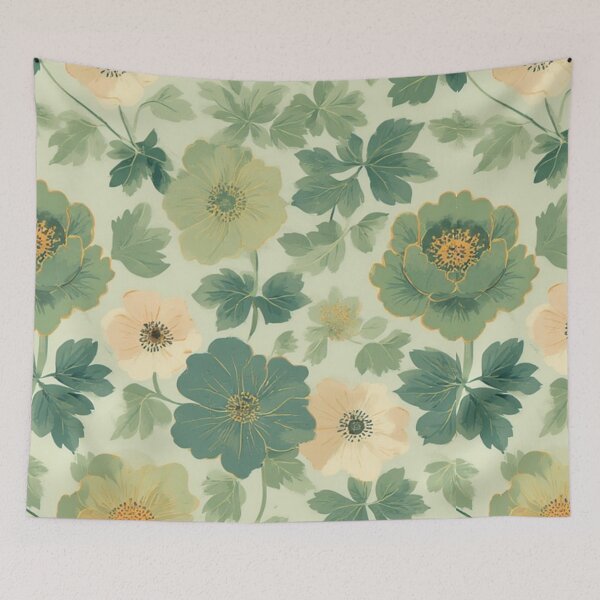 Item preview, Soft Pastel Yellow and Green Floral Pattern designed and sold by Virtuals1.