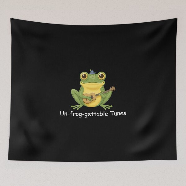 Item preview, Un-frog-gettable Tunes – Cute Frog Playing Guitar (Black Edition) designed and sold by designsoftinaa.