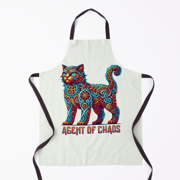 Item preview, Agent of Chaos Psychedelic Cat – Ornate Neon Feline with Swirls and Symbols designed and sold by Victor Shadehorn.