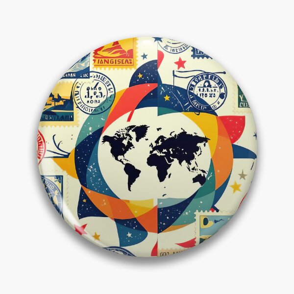 Item preview, vintage world stamps world map colorful retro design designed and sold by SmashingDeals.