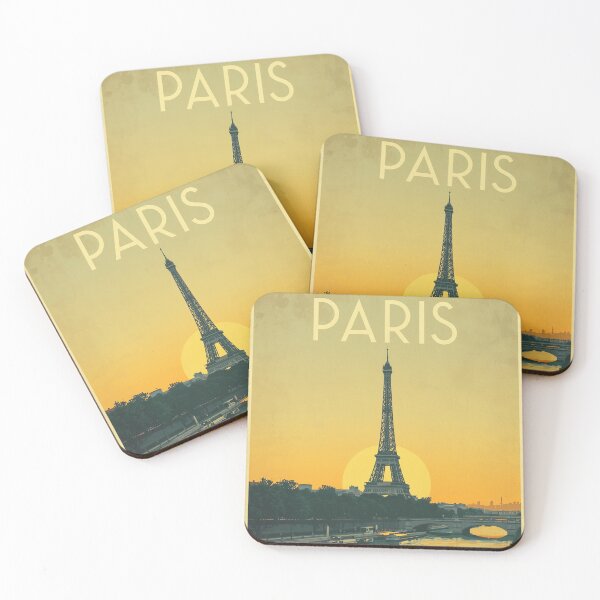 Item preview, Paris at Sunset Sunrise Vintage Travel Poster designed and sold by TackyTime.