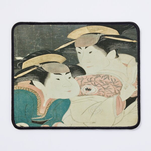Item preview, The actors Segawa Tomisaburo II (R) as Yadorigi, wife of Ogishi Kurando, and Nakamura Manyo (L) as the servant Wakakusa, 1794 designed and sold by UBU-space.