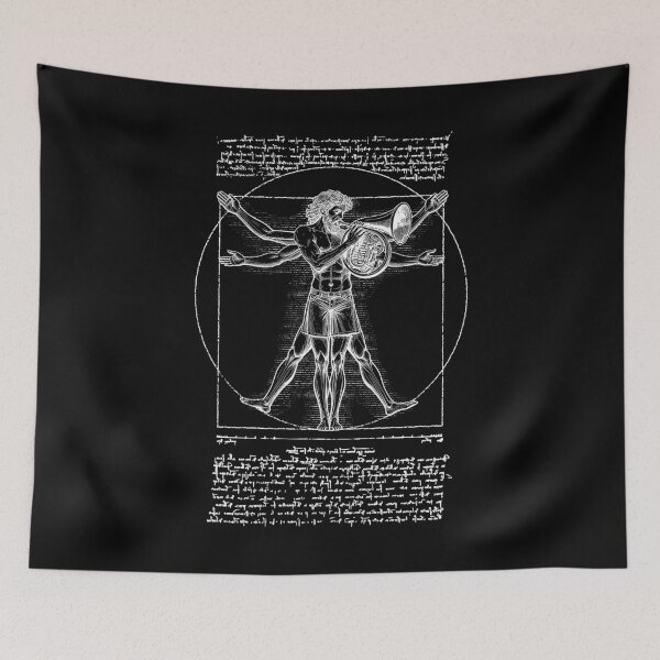 Item preview, French Horn Player Hornist Vitruvian Man Leonardo Da Vinci designed and sold by GrandeDuc.