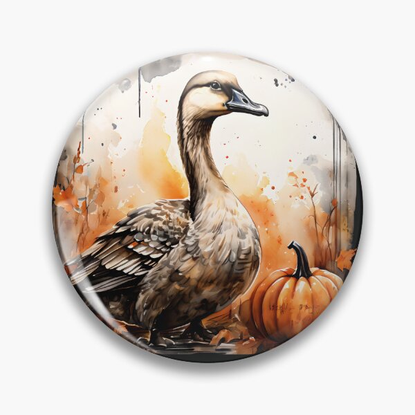 Item preview, Autumn Goose with Pumpkin – Fall Farmhouse Decor, Watercolor Animal Art Print designed and sold by Simplystik.