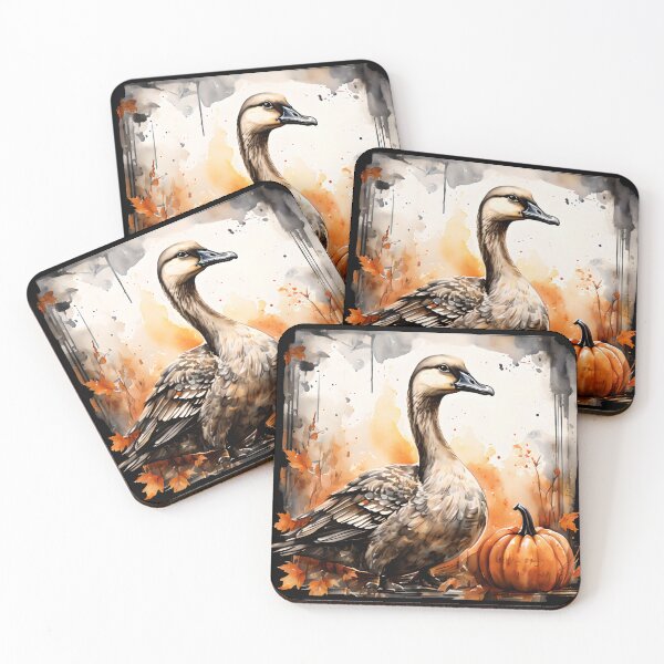 Item preview, Autumn Goose with Pumpkin – Fall Farmhouse Decor, Watercolor Animal Art Print designed and sold by Simplystik.