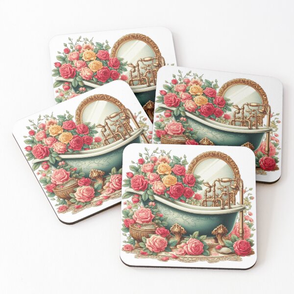 Item preview,  lovely vintage bath with vibrant roses designed and sold by nicnacc.