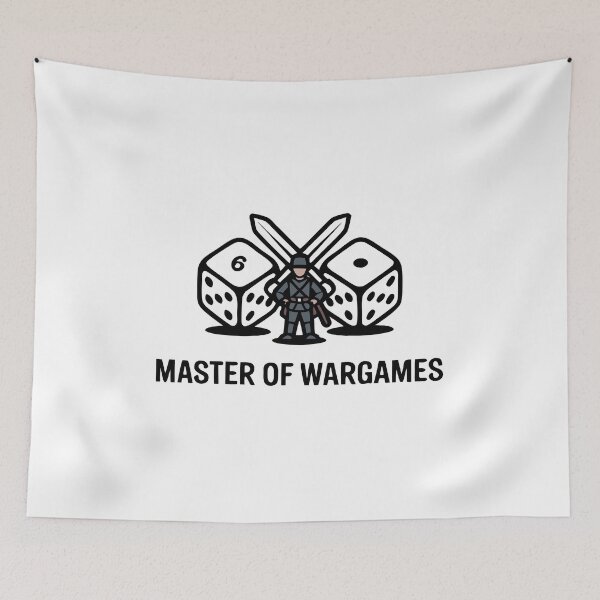Item preview, Minimalist Board Game Design – “Master of Wargames” Crossed Dice & Soldier Icons designed and sold by VividOrganica.
