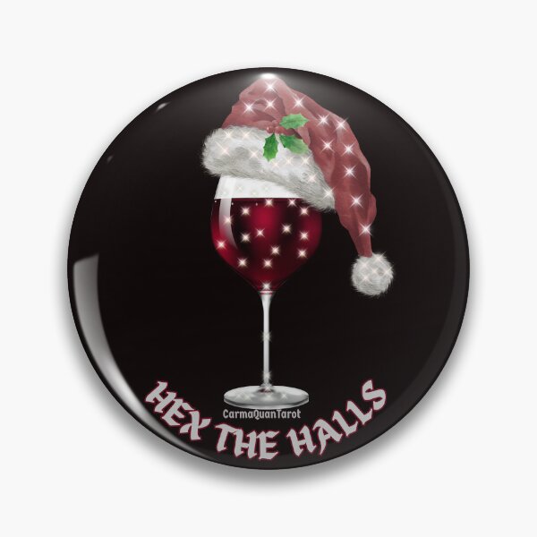 Item preview, Hex the Halls – Wine Glass & Santa Hat Holiday Design  CarmaQuanTarot designed and sold by CarmaQuanTarot.