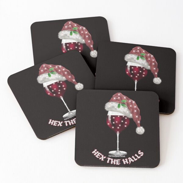 Item preview, Hex the Halls – Wine Glass & Santa Hat Holiday Design  CarmaQuanTarot designed and sold by CarmaQuanTarot.