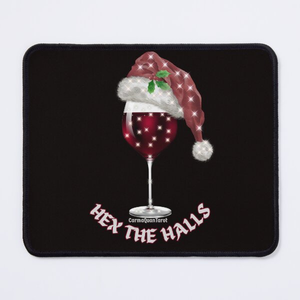 Item preview, Hex the Halls – Wine Glass & Santa Hat Holiday Design  CarmaQuanTarot designed and sold by CarmaQuanTarot.