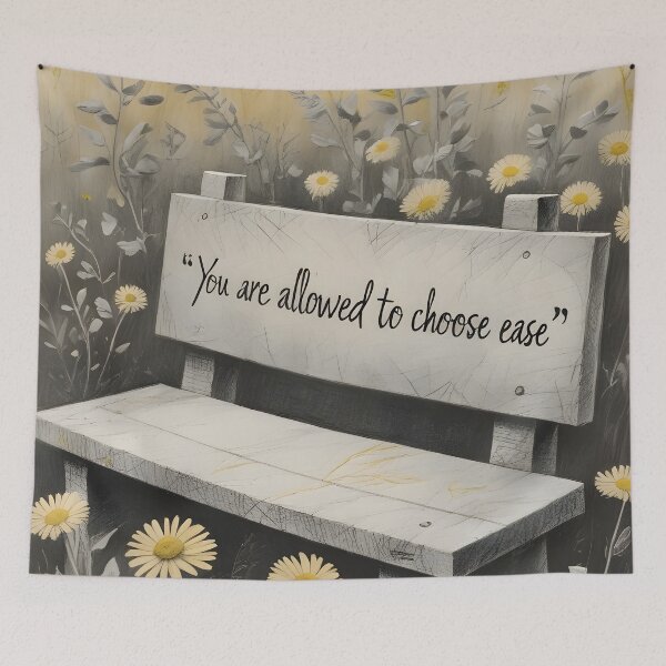 Item preview, You Are Allowed To Choose Ease, Surreal Botanical Sketch, Affirmation Art With Golden Shrub Daisy Flowers designed and sold by MoMidoStore.