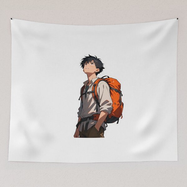 Item preview, Travel boy with orange bag pack  designed and sold by Gurjeetpixelart.