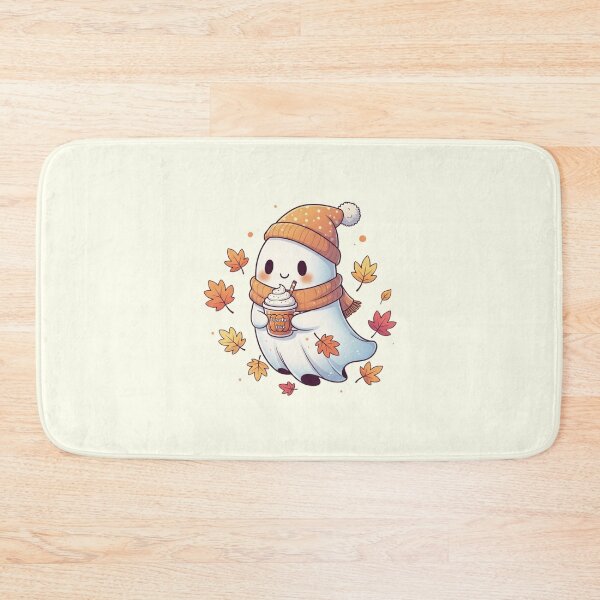 Item preview, Cute Ghost with Pumpkin Spice Latte and Autumn Leaves designed and sold by MotivaChic.
