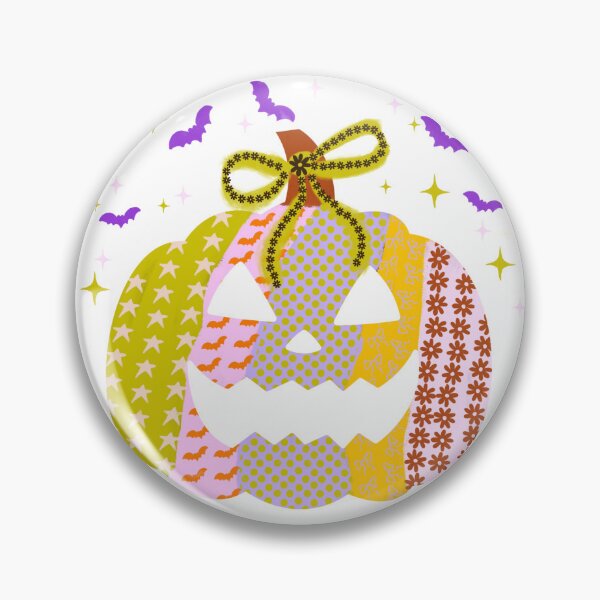 Item preview, Patchwork Jack-o’-Lantern Cute Halloween Pumpkin with Bats and Stars designed and sold by baucestudio.