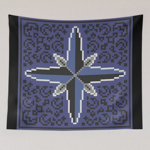 Item preview, Blue Pixel Art Compass Rose designed and sold by FlyingJackalope.
