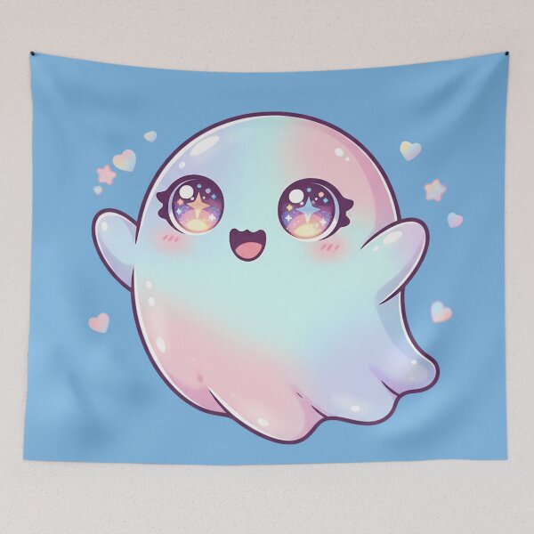 Item preview, Cute Kawaii Ghost with Big Eyes – Transparent Vector Design designed and sold by Nuvra Clothing.