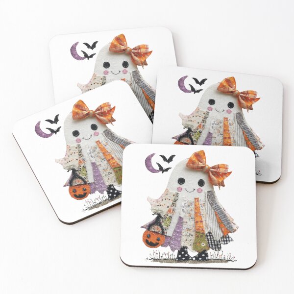 Item preview, Cute Patchwork Ghost with Bow Rustic Cottagecore Halloween Design designed and sold by baucestudio.