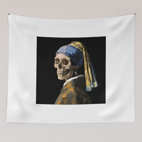 Item preview, Skeleton Girl with a Pearl Earring | Halloween Vermeer Parody designed and sold by The Classics Freak.