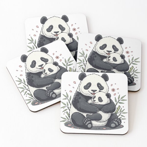 Item preview, Adorable illustration of a loving panda mother cuddling her baby in a heartwarming embrace designed and sold by Royalsticker.