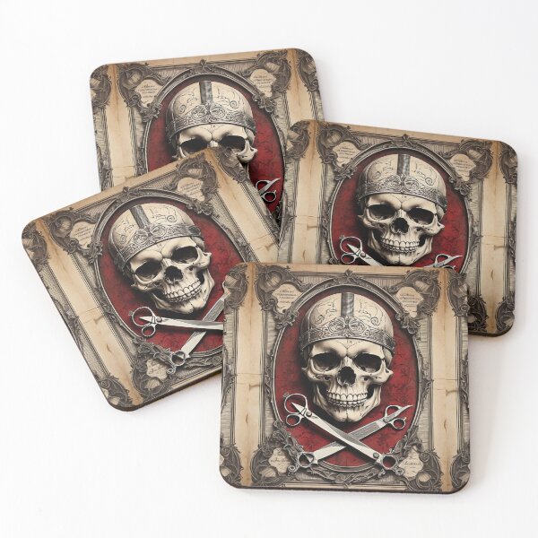 Item preview, Dark Barber Skull – Vintage Tattoo Poster designed and sold by Antik by Schulz.