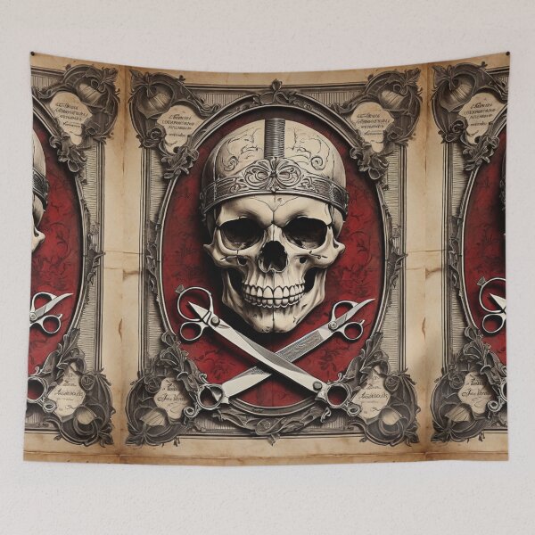 Item preview, Dark Barber Skull – Vintage Tattoo Poster designed and sold by Antik by Schulz.
